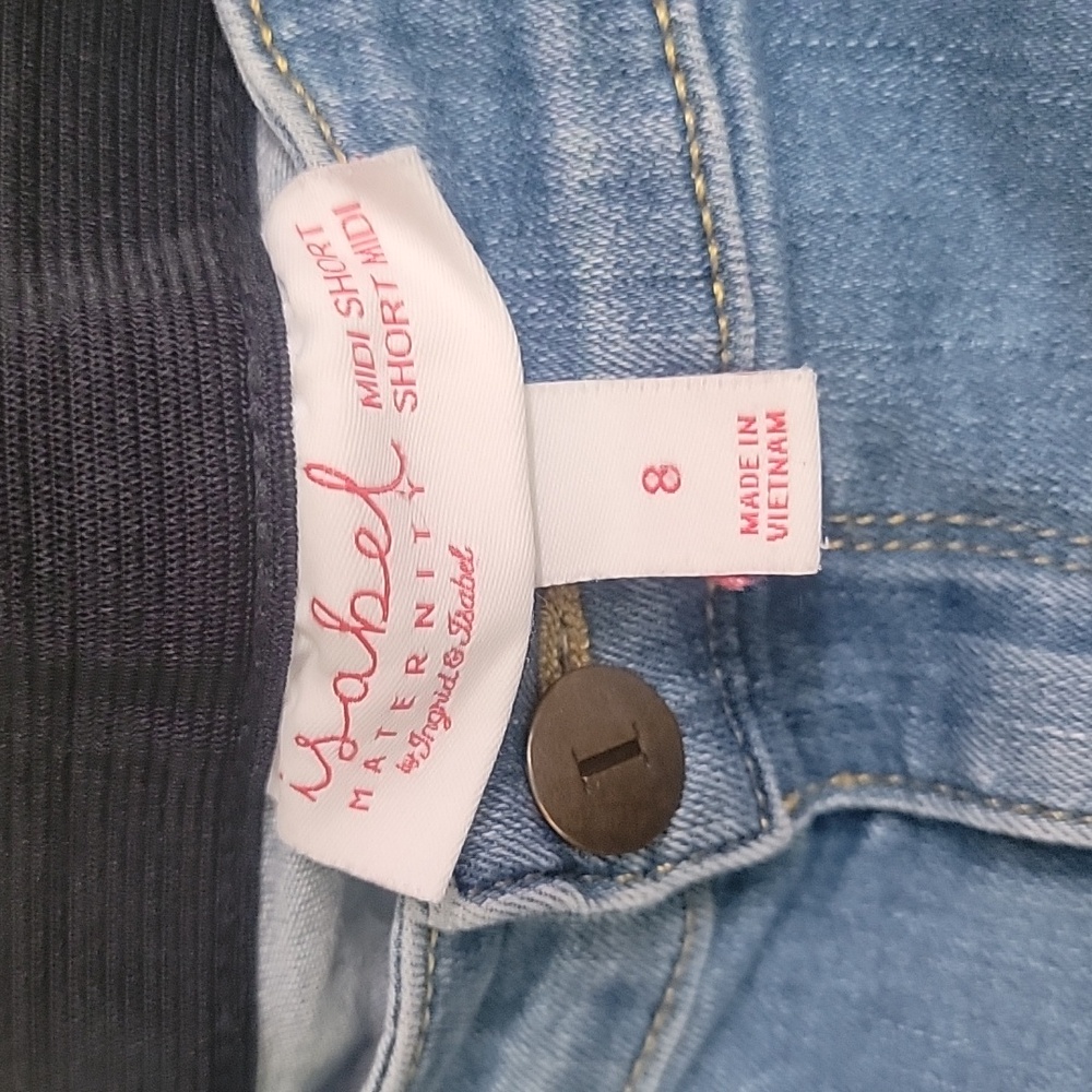 Isabel Maternity Midi Short Short Midi Jean Shorts Size 8 - Picture 4 of 6